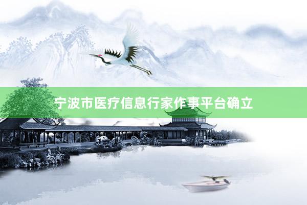 宁波市医疗信息行家作事平台确立